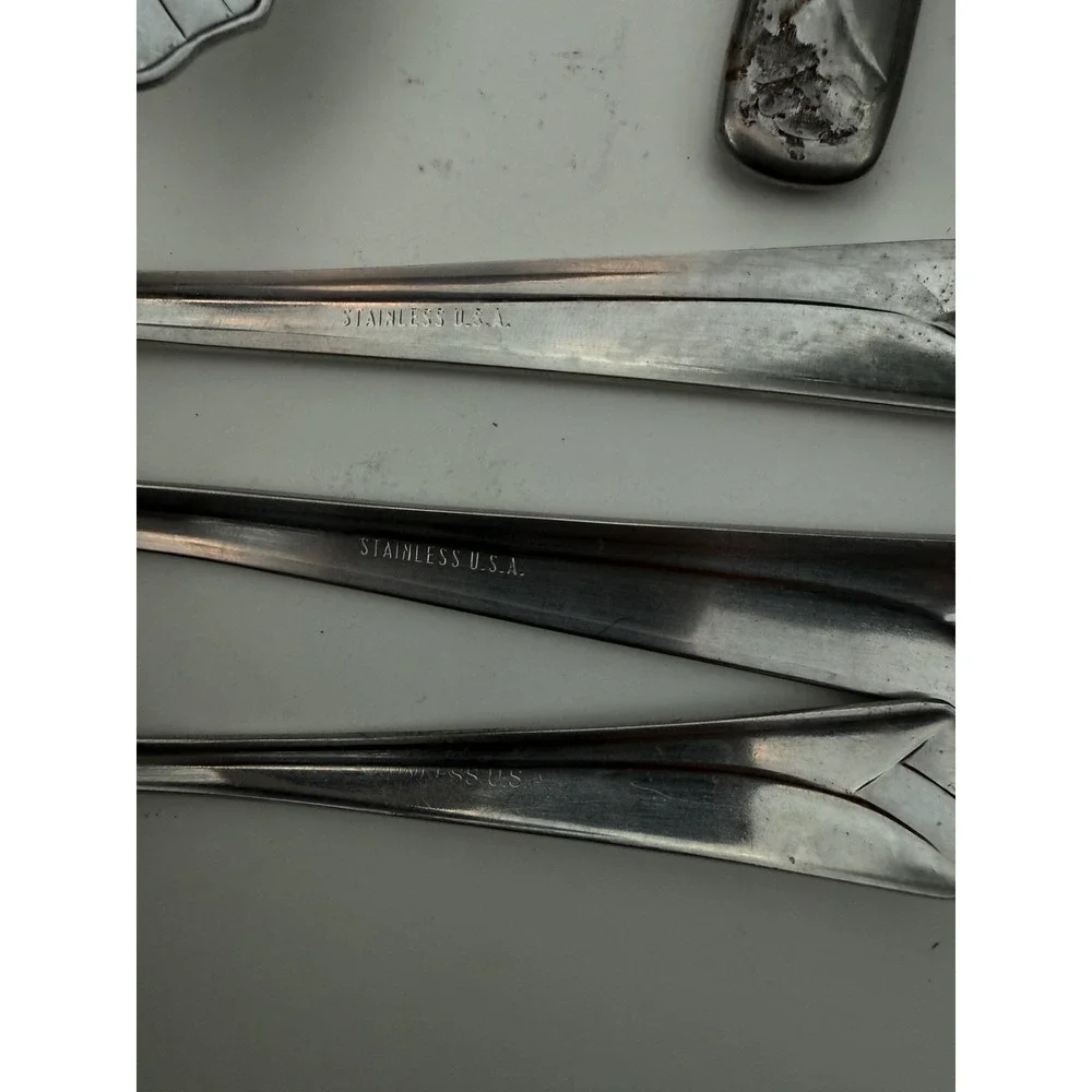Vintage Stainless USA Flatware Set 11pc Art Deco Shell Fan‎ Pattern Silverware